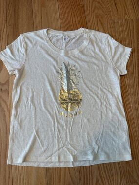 GAP White Tee with Metallic Pineapple Graphic